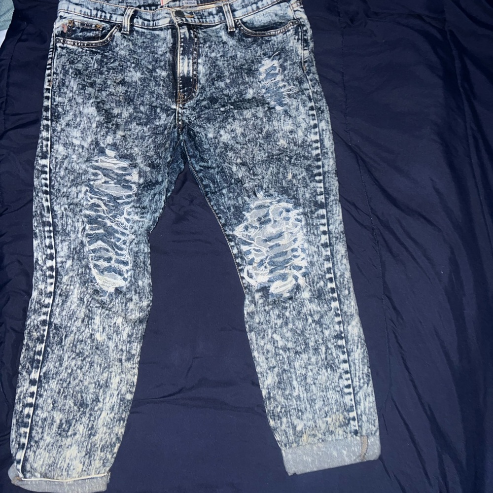 Men's Distressed Acid Wash Jeans